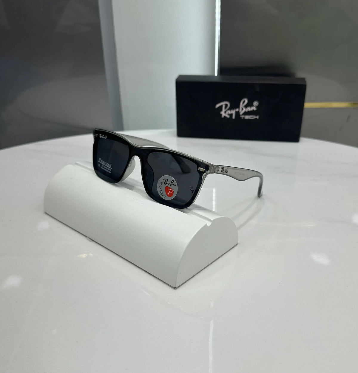 RayBan Grey Black Glossy Premium Shades 4487