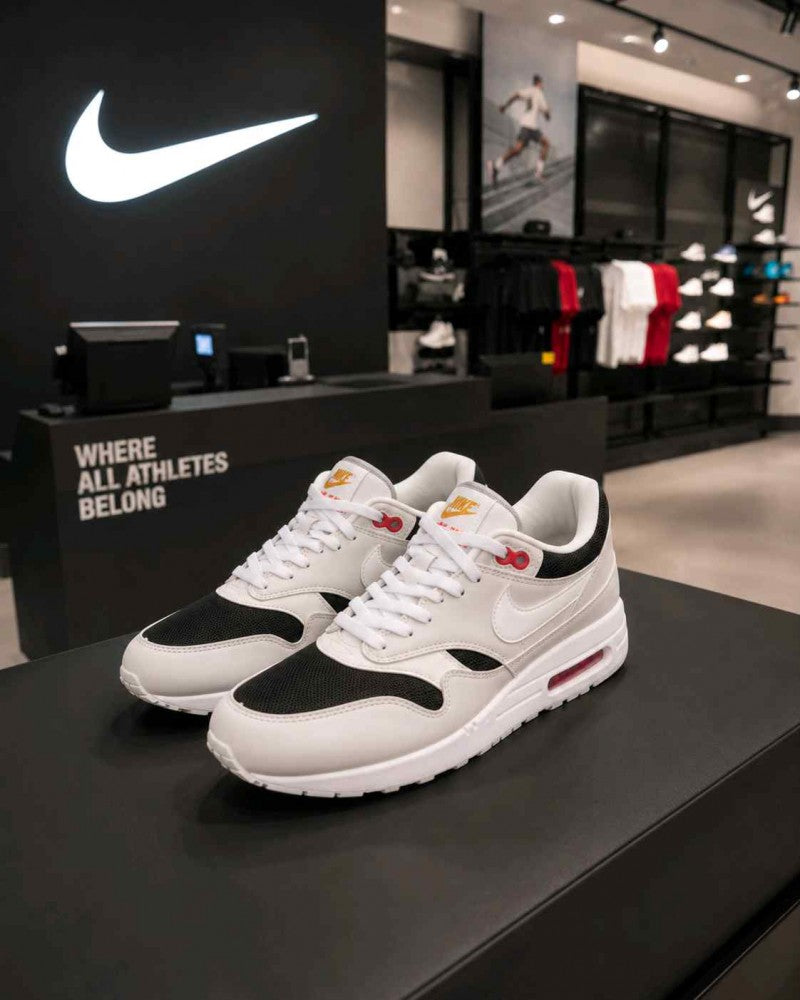 SALE NK AIRMAX 1 PLATINUM BLACK WHITE BLACK RED