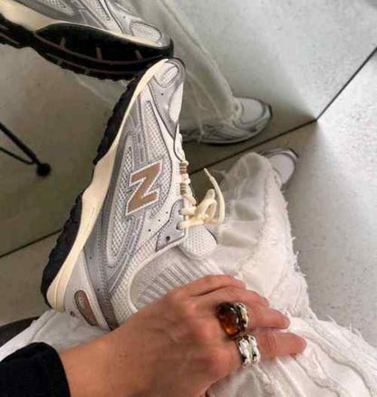 SALE NB SILVER METALIC WHITE AND BROWN